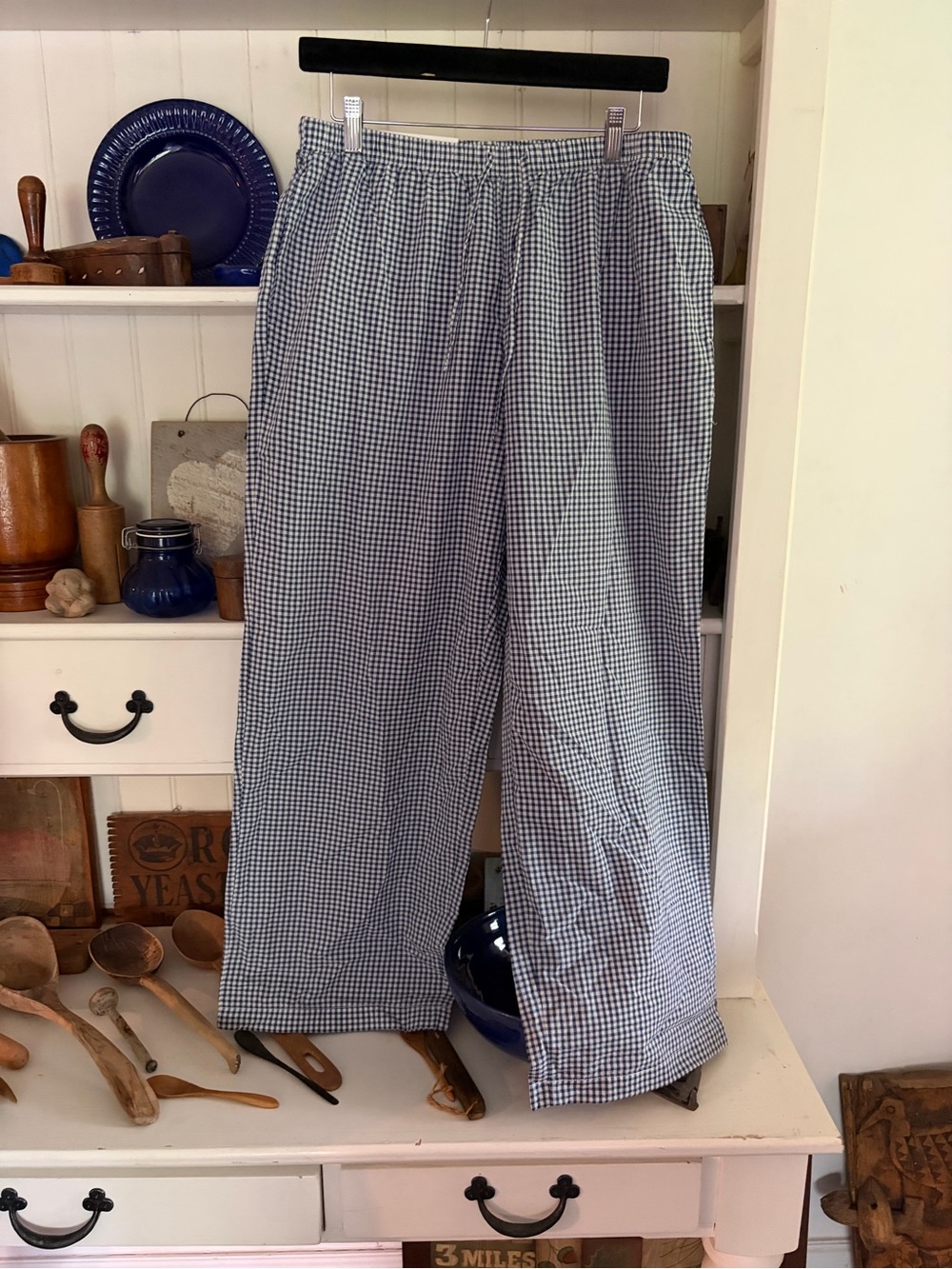 Uniqlo Navy & White Gingham Jogger Pants